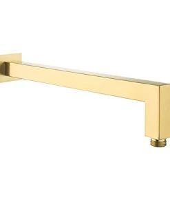 Arezzo Brushed Brass Square Wall Mounted 90 Degree Bend Shower Arm - 388mm