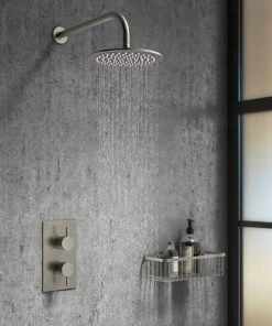 Arezzo Round 200mm Brushed Gunmetal Grey Fixed Shower Head + Wall Mounted Arm 5 Arezzo Round 200mm Brushed Gunmetal Grey Fixed Shower Head + Wall Mounted Arm -Bathroom Supplies Sales 2024 AZ2SHAGM n d1 460