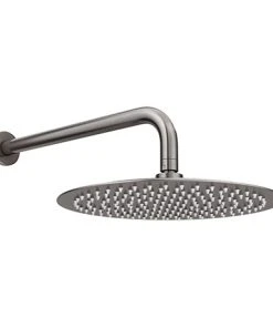 Arezzo Round 300mm Brushed Gunmetal Grey Fixed Shower Head + Wall Mounted Arm