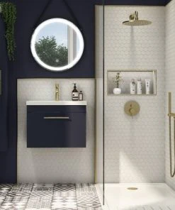 Arezzo Round Brushed Brass Outlet Elbow with Parking Bracket, Flex & Handset -Bathroom Supplies Sales 2024 AZ75 BB d2 460