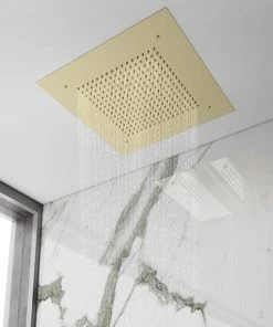 Arezzo Brushed Brass 400 x 400mm Recessed Ceiling Mounted Square Shower Head