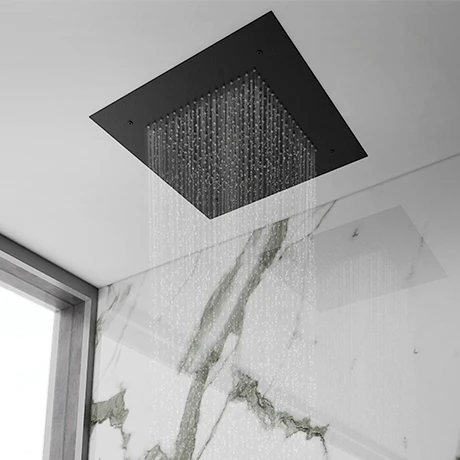Arezzo Matt Black 400 x 400mm Recessed Ceiling Mounted Square Shower Head 1 Arezzo Matt Black 400 x 400mm Recessed Ceiling Mounted Square Shower Head