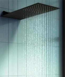 Arezzo Black Square Flat Fixed Shower Head (220 x 500mm)