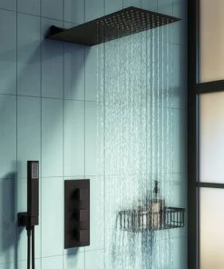 Arezzo Black Square Flat Fixed Shower Head (220 x 500mm) -Bathroom Supplies Sales 2024 AZSH02 n d2 460