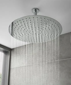 Cruze Large 400mm Thin Round Shower Head + Ceiling Mounted Arm
