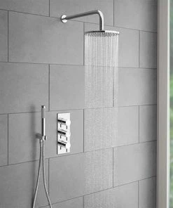 Cruze 200mm Fixed Round Shower Head + Wall Mounted Arm -Bathroom Supplies Sales 2024 CRZ RD H22 ARM detail3 460
