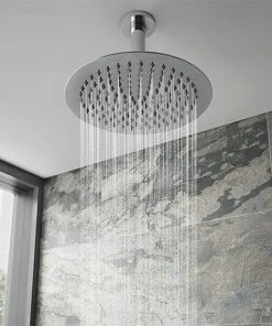Cruze Ultra Thin Round Shower Head with Short Vertical Arm - 300mm