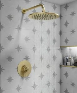 Arezzo Round 300mm Brushed Brass Fixed Shower Head + Wall Mounted Arm 11 Arezzo Round 300mm Brushed Brass Fixed Shower Head + Wall Mounted Arm -Bathroom Supplies Sales 2024 CRZ3WA BB d6 460