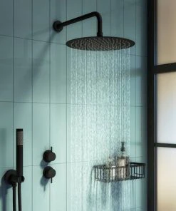 Arezzo Round 300mm Matt Black Fixed Shower Head -Bathroom Supplies Sales 2024 MB RD 3TSH d2 460