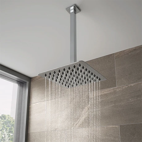 Milan Ultra Thin Square Shower Head with Vertical Arm - 200x200mm 1 Milan Ultra Thin Square Shower Head with Vertical Arm - 200x200mm
