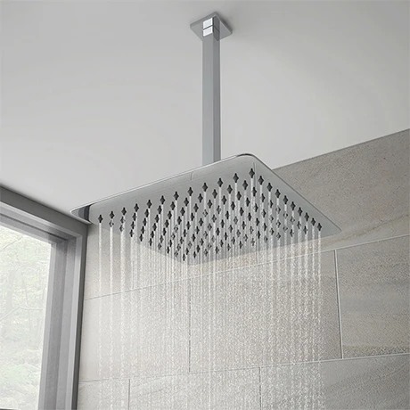 Milan Ultra Thin Square Shower Head with Vertical Arm - 300x300mm 1 Milan Ultra Thin Square Shower Head with Vertical Arm - 300x300mm