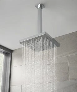 Milan 200 x 200mm Fixed Square Shower Head + Ceiling Mounted Arm