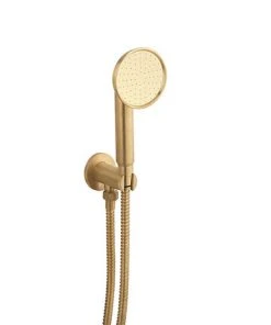 Crosswater MPRO Industrial Wall Outlet, Single Mode Handset & Hose - Unlacquered Brushed Brass - PRI963UB