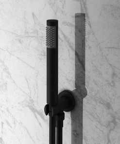 Arezzo Round Matt Black Outlet Elbow with Parking Bracket, Flex & Handset -Bathroom Supplies Sales 2024 RDHSBLK d5 460