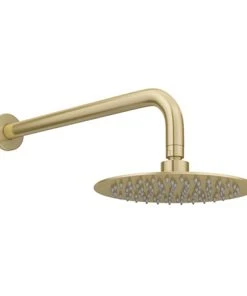 Venice Giro Brushed Brass Shower Head with Wall Mounted Arm - 200mm