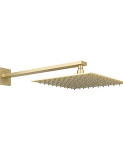 Venice Cubo Brushed Brass Shower Head with Wall Mounted Arm - 200x200mm