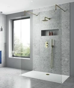 Venice Giro Outlet Elbow w. Parking Bracket & Shower Handset - Brushed Brass -Bathroom Supplies Sales 2024 VG8263B d2 460